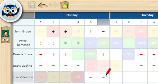 Timetable marks