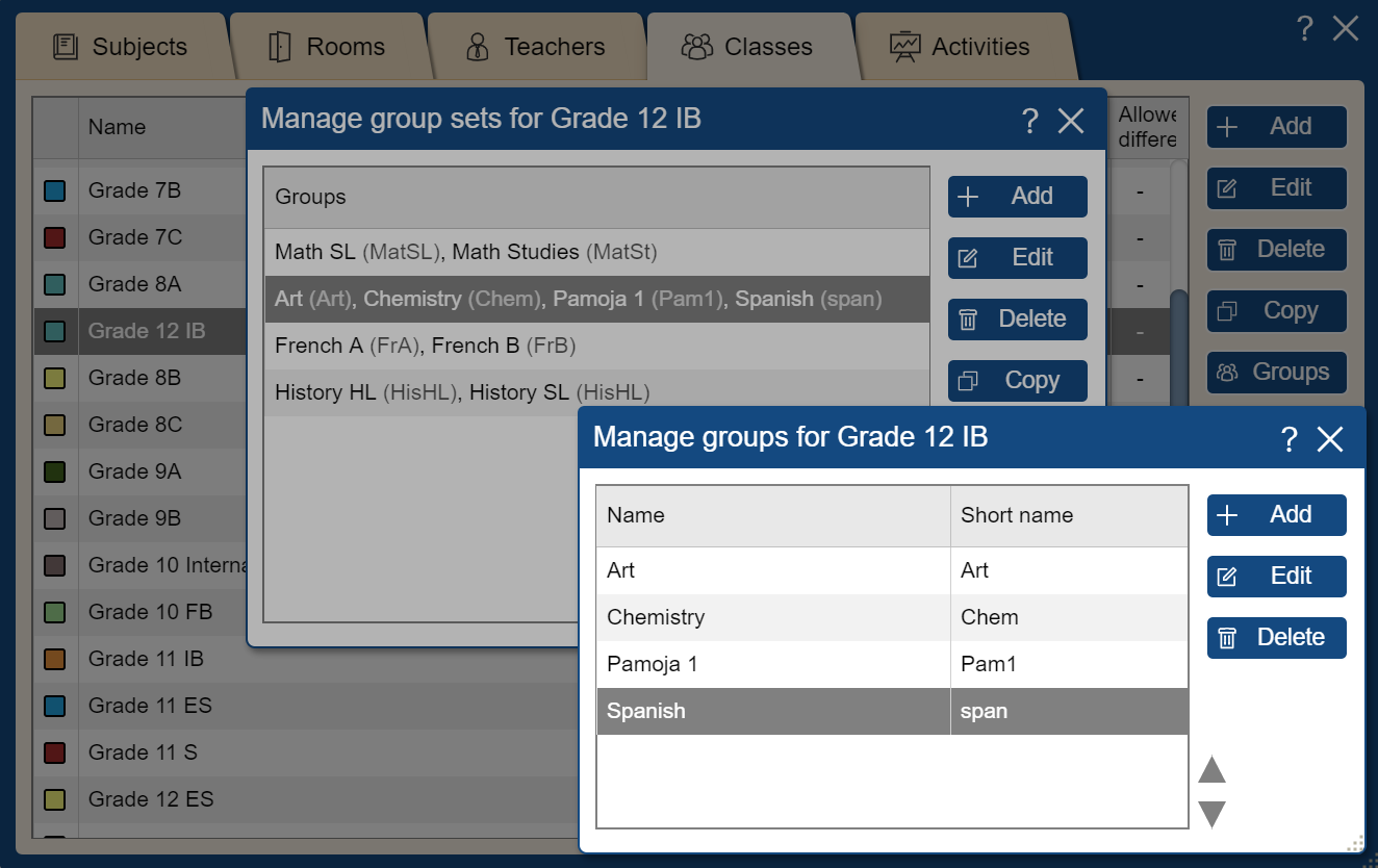 Manage group sets and groups